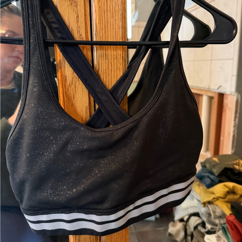 ZYIA Black Sports Bra with Striped Band